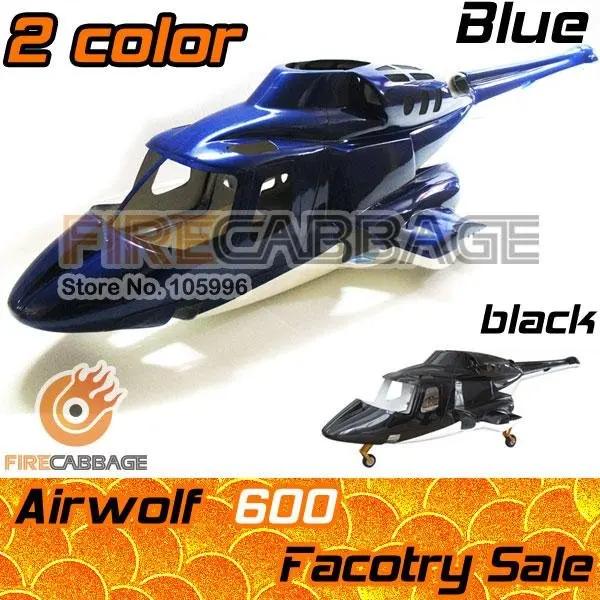 Free shipping Airwolf 600 Pre Painted Fuselage for 600 SIze RC