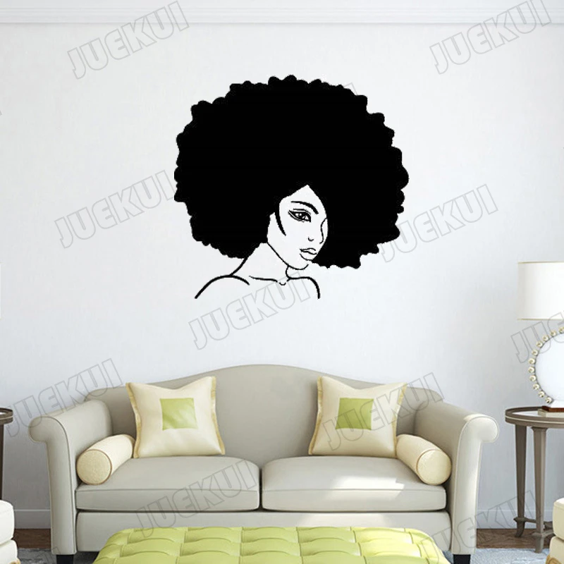 Beautiful Afro Girl Face Wall Stickers For Home Living Room Beauty Hair Salon Sexy Girl Pattern Wall Decals Bedroom Ta330 Wall Stickers Aliexpress