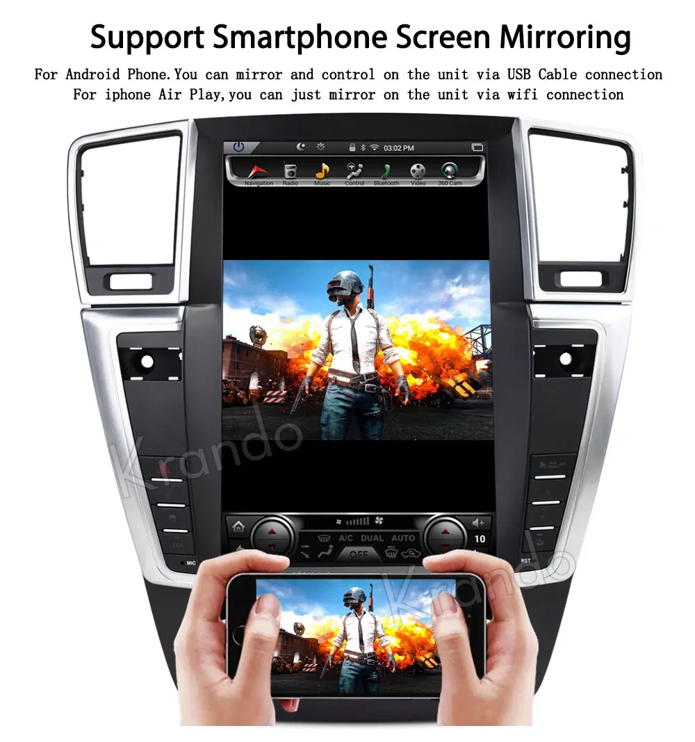 Clearance Krando Android 8.1 12.1" Tesla Vertical screen car multimedia player GPS for BENZ ML GL 2013-2015 navigation radio system 5