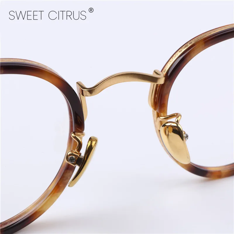 Sweet Citrus Pure B Titanium Glasses Frame Men Myopia Prescription Eyeglasses Women Ultralight Acetate Optical Spectacle Eyewear