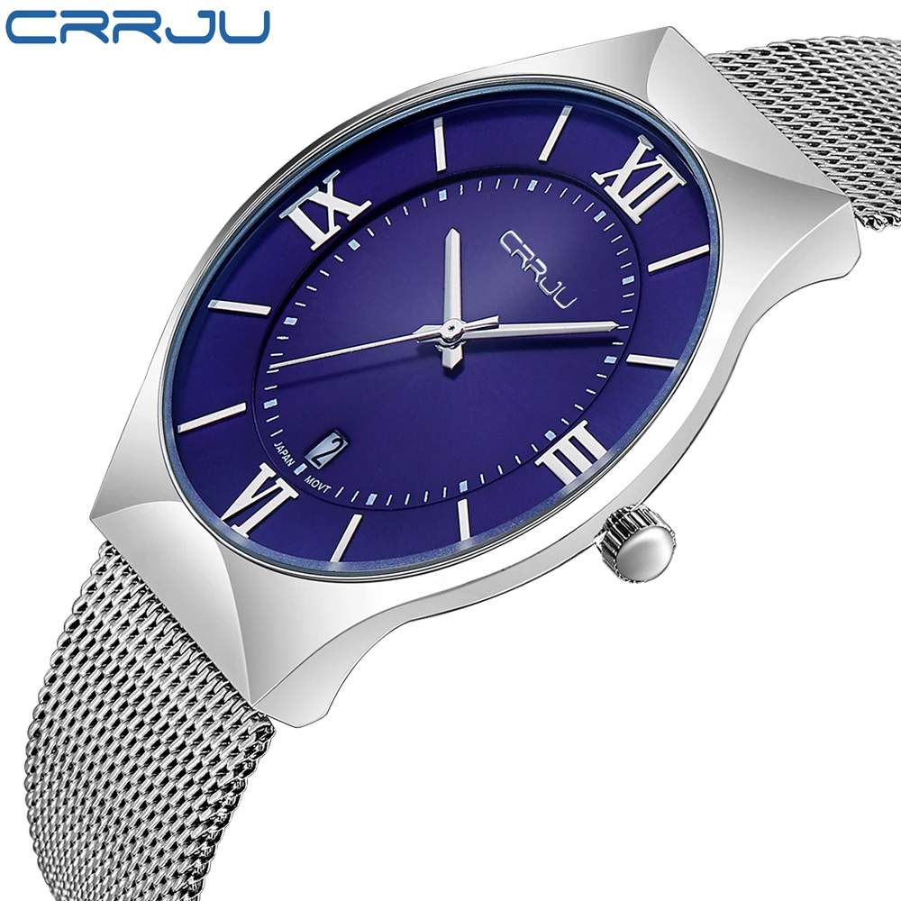 CRRJU Fashion Simple Mens Watches Stainless Steel font b Quartz b font Watch Men s font