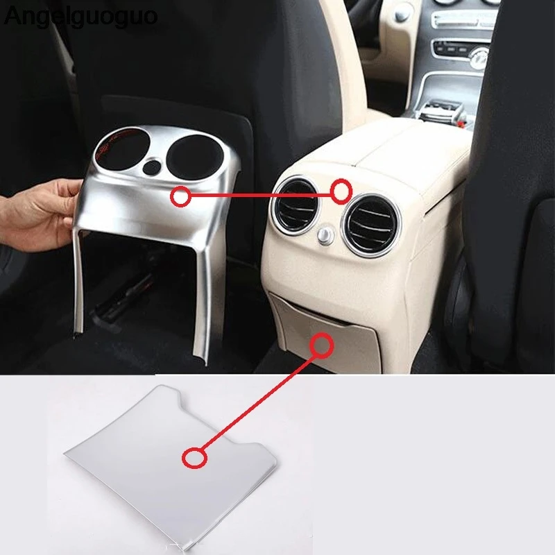 For Mercedes Benz 2015-2017 C Class W205 Car Center Armrest Rear Storage Panel Air Outlet Decorative Frame Cover Trim