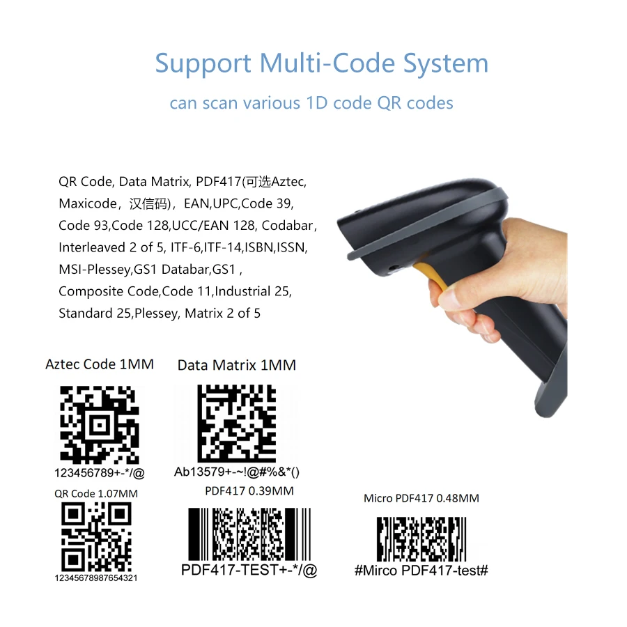 Портативное устройство считывания qr кодов Bluetooth беспроводной 1D 2D сканер штрих