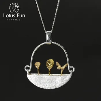 

Lotus Fun Real 925 Sterling Silver Natural Style Handmade Fine Jewelry My Little Garden Pendant without Necklace for Women