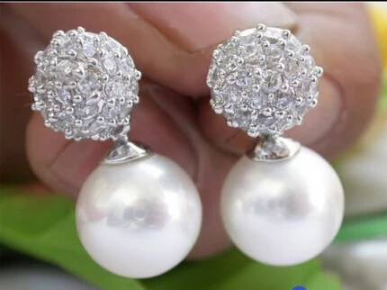 

FREE SHIPPING>>> free shipping 00058 white round south sea shell pearl earring