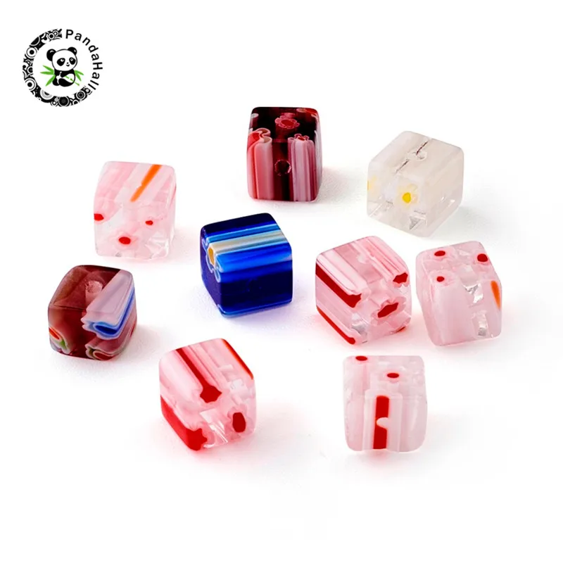 

20pcs Handmade Millefiori Glass Cube Bead for Jewelry Bracelet Making Mixed Color 6x6x6mm Loose Beads Fit Craft DIY Accessories