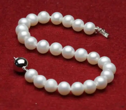 

new 7-8mm Genuine Natural White Freshwater Akoya Pearl Bracelet 7.5