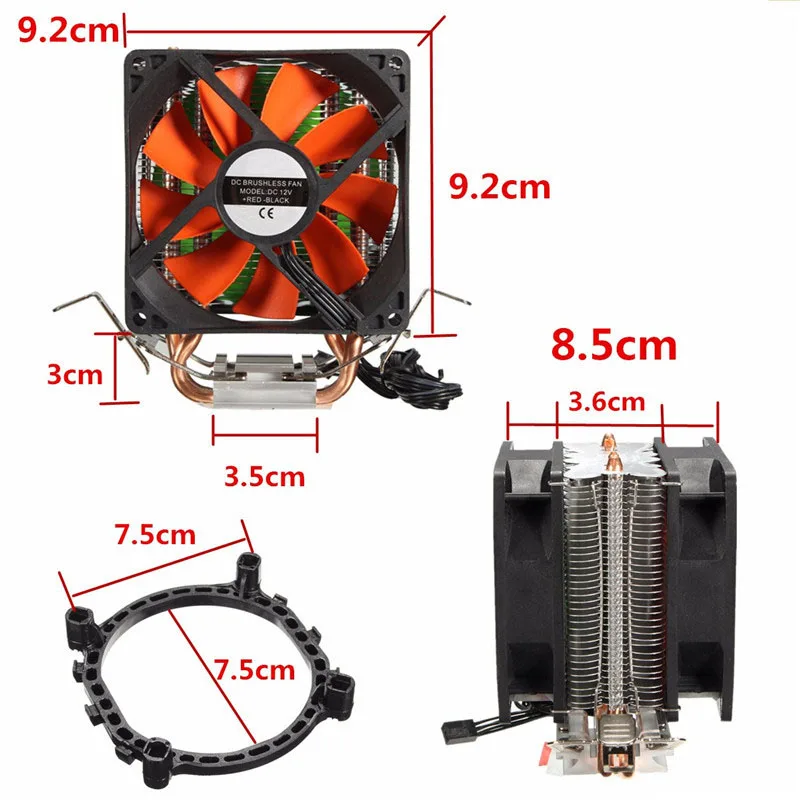 Процессор Dual Fan охладитель гидравлического Heatpipe вентиляторы охлаждения радиатора для Intel LGA775/1156/1155 AMD для AM4 Ryzen для Pentium