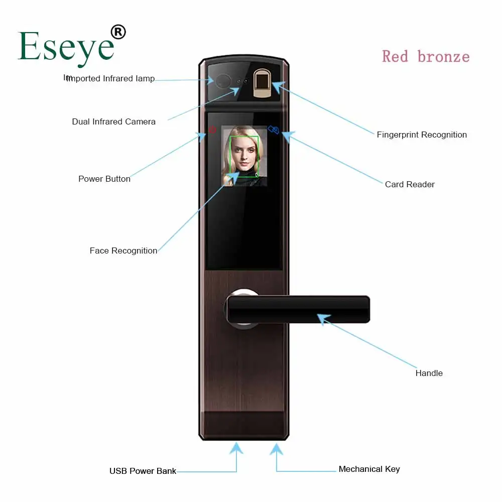 Meilleur Eseye Smart Électronique Serrure De Porte Fort À Puce Visage Reconnaissance Porte Serrures D empreintes Digitales Numérique Serrure De Porte Mot de Passe RFID Déverrouiller