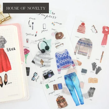 

6 pcs/pack Collocation Guide Decorative Stickers Adhesive Stickers DIY Decoration Diary Stationery Stickers Children Gift