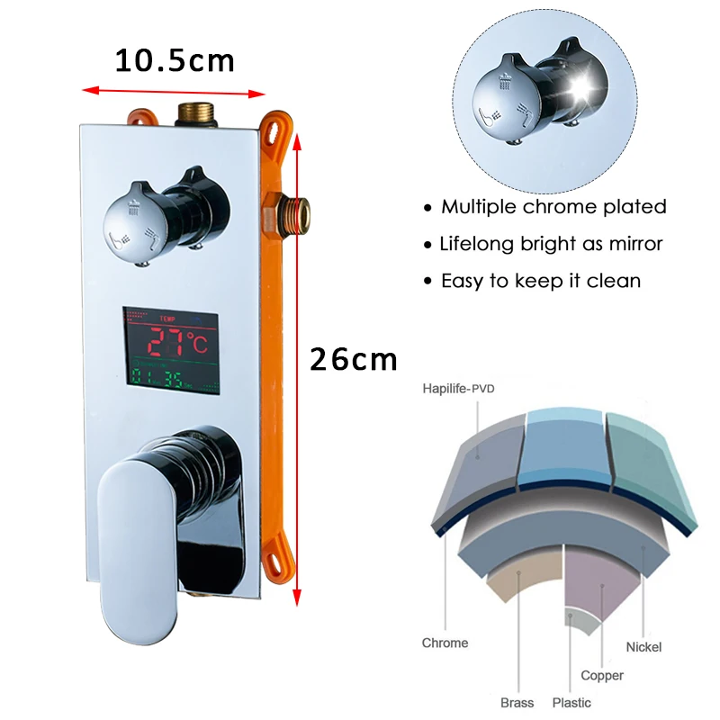 Quyanre светодиодный цифровой дисплей, душевая панель, смеситель, клапан, светодиодный душ, 2, 3 варианта, смеситель, цифровой дисплей, смеситель для душа, аксессуар