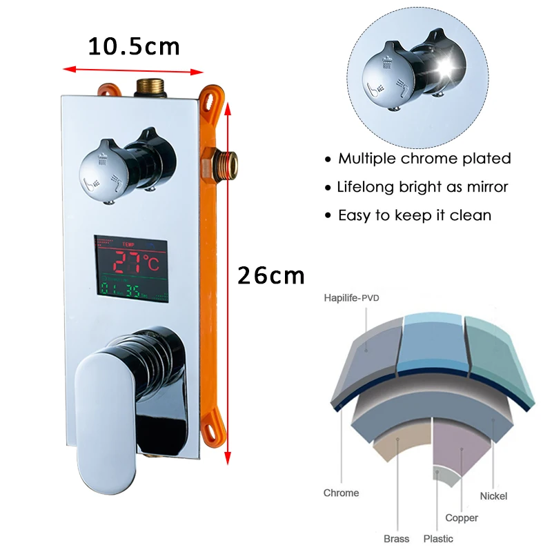 quyanre wanfan frap gappo digital screen valve mixer tap bathroom shower faucets set shower panel3