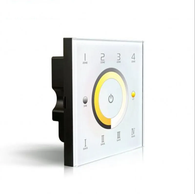 D7 DMX dimmer touch panel switch & CCT Color temperature adjustment 4 zone DMX512 controller