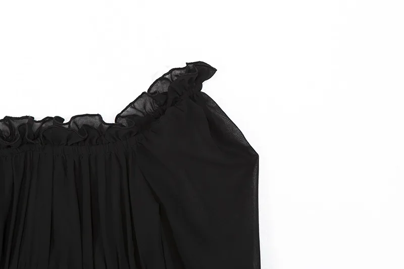 ArtSu черный сетчатый сексуальный боди для женщин с открытыми плечами с длинным рукавом боди костюм Топ Bodycon рюшами прозрачные вечерние боди осень