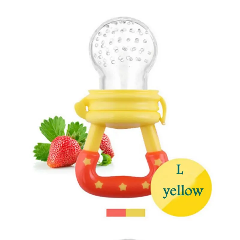 Детские Силиконовые соски-пустышки детская пустышка на цепочке с прищепкой, ребенок фруктовая соска для кормления для малышей с принтом в виде бутылки пищевая добавка - Цвет: Yellow L