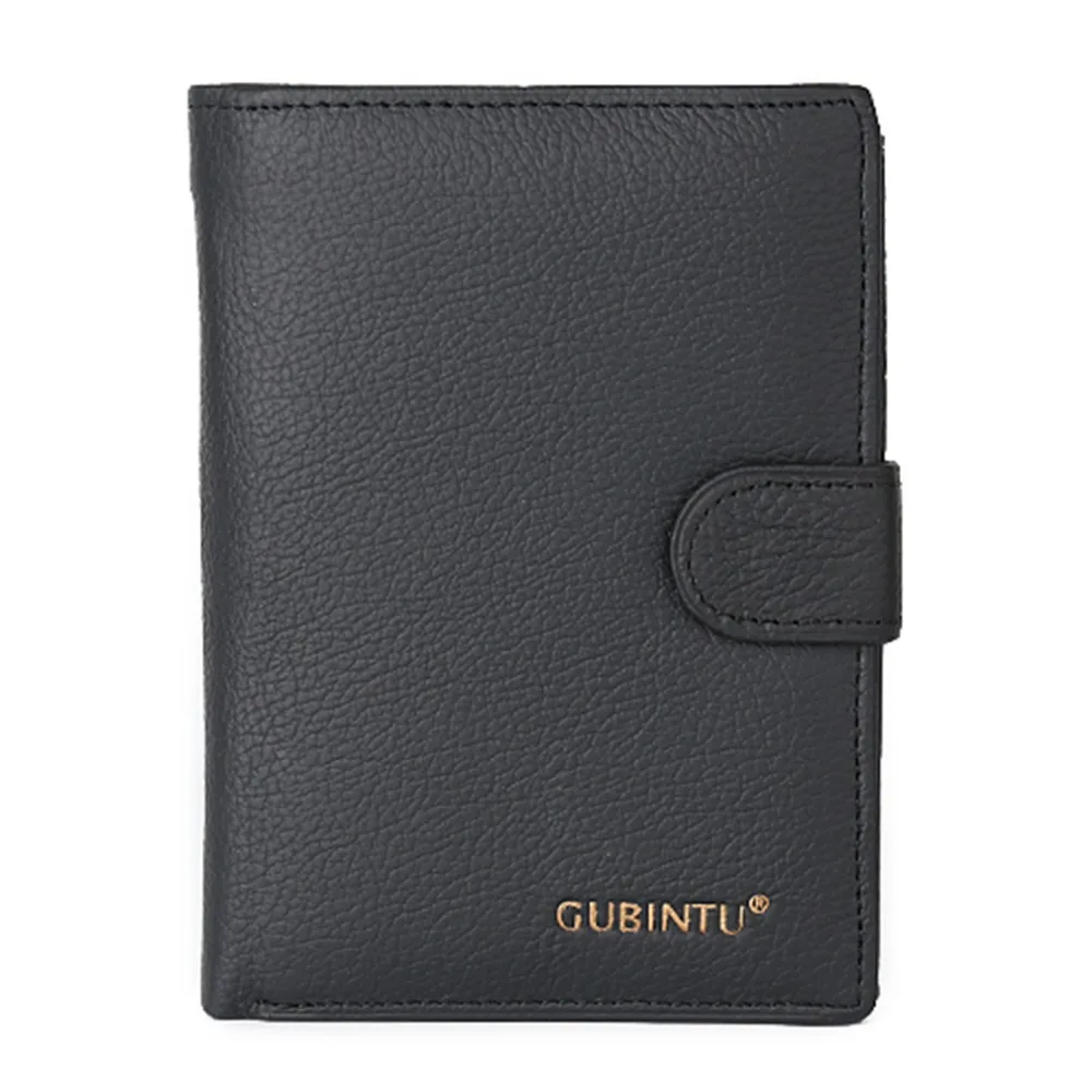 

2017 Hot solid color New GUBINTU Man Purse Men Genuine Leather For Male Holding Cash Cards Zipper Style Soft Wallet Fashionable