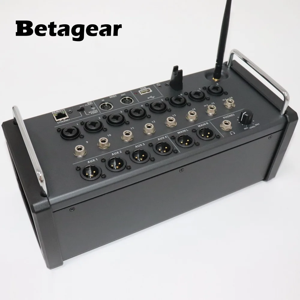 Betagear 16 Channel Digital Mixer for Ipad Android Tablets 8 Programable Preamps Integrated Wifi Module USB