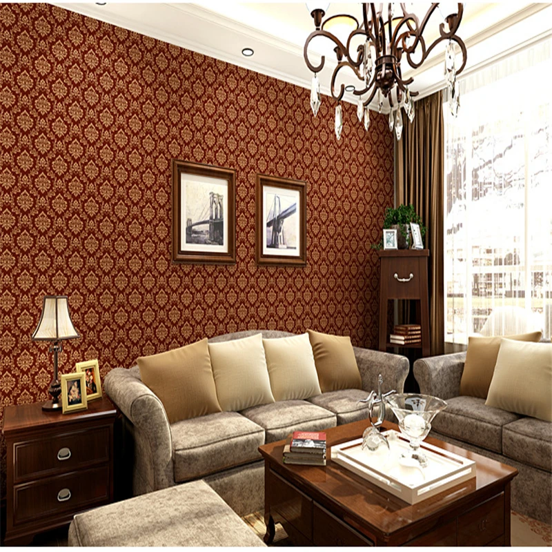 

beibehang European style wallpaper Damascus bedroom wallpaper warm and romantic 3D stereo moisture TV background wall