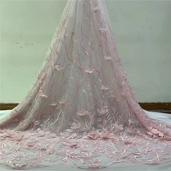 

Tollola New Design Pink Color Tulle Lace High Quality New Arrivals African Lace Fabric Tulle Pearl African French Lace Fabric