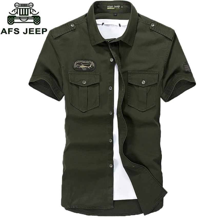 NIAN JEEP Brand Clothing chemise homme Fashion Army Shirt for Men Clothing Short Sleeve Casual