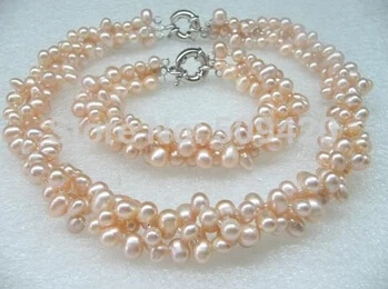 

hot sellSet 3rows Potato Freshwater Pearl Necklace & Bracelet