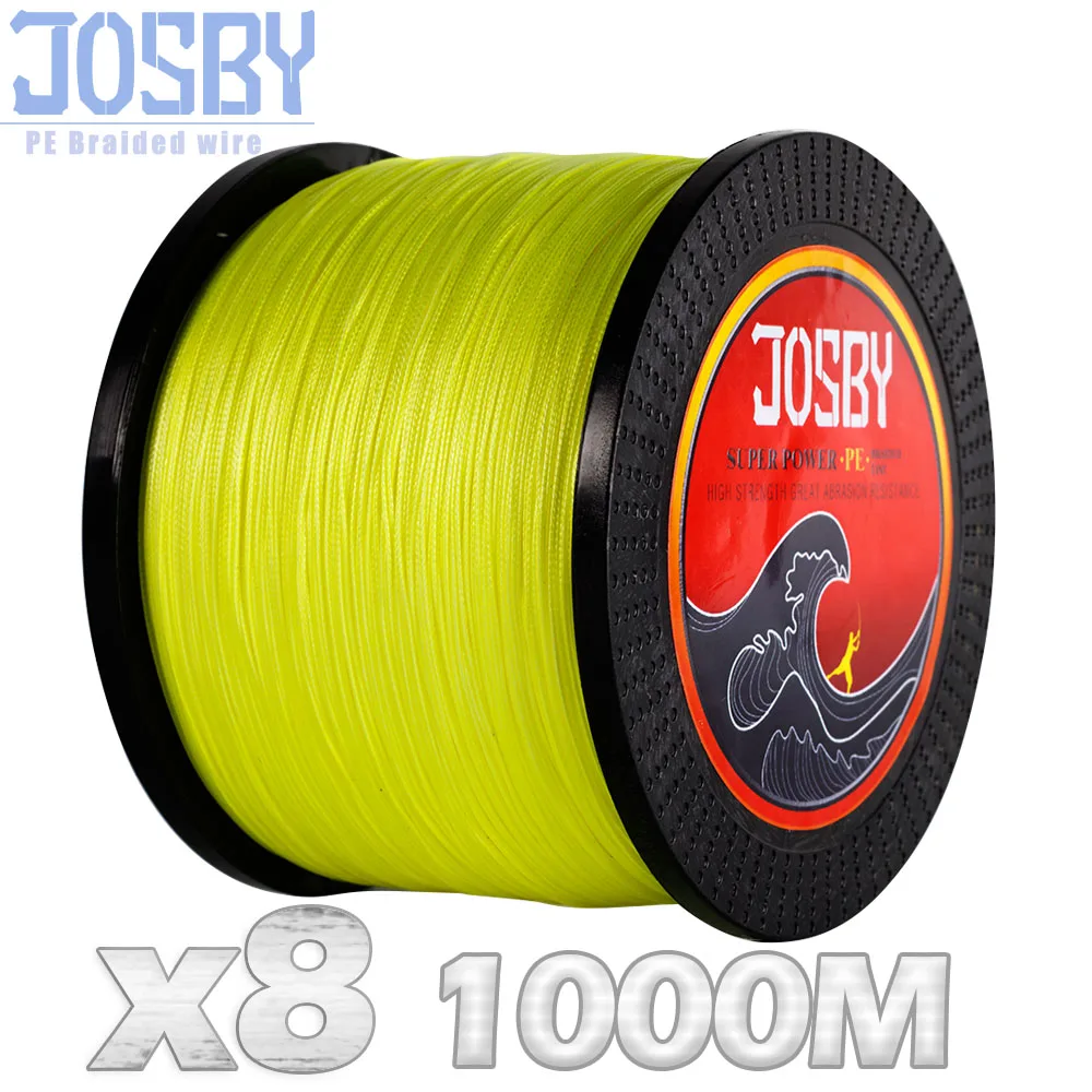 JOSBY 300M 500M 1000M  8 Strands  PE  Braided Fishing Line Multifilament Super Strong Fishing Line Multicolour Sea Fishing Line
