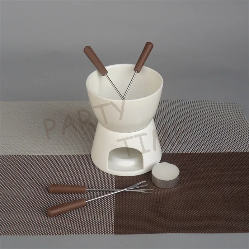 Buy Ceramic chocolate fondue set, cheese melting pot