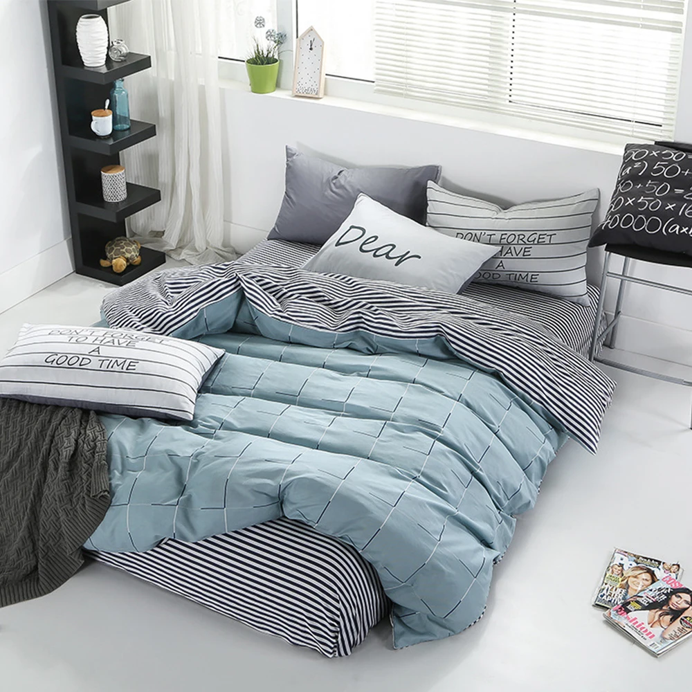 Elegant Bedding Set  Pillowcase Sheet Duvet Cover Sets Grey/Blue Bedding Set Cotton Queen/King Size Egyptian Cotton Bedding