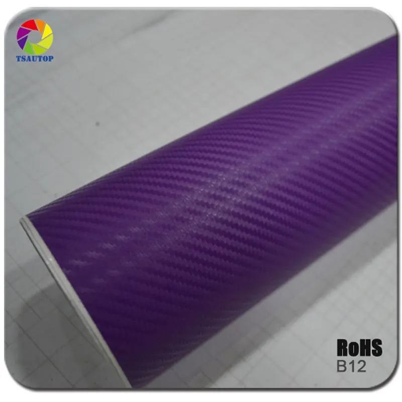 High Quality 1.52*30m Imported Glue Purple 3d Carbon Fiber foil Vinyl
