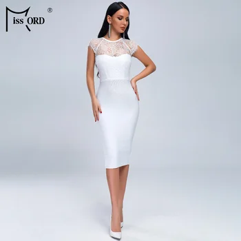 

Missord 2020 Sexy Women New O Neck lace Sleeveless Bandage Elegant midi Party Dress Vestidos MQ19425