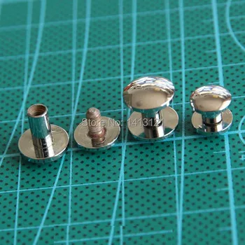 

free shipping dubble arc 10*4*7mm wallet bag screw brass belt Rivet diy handmade leather hardware chrome plated fastener part