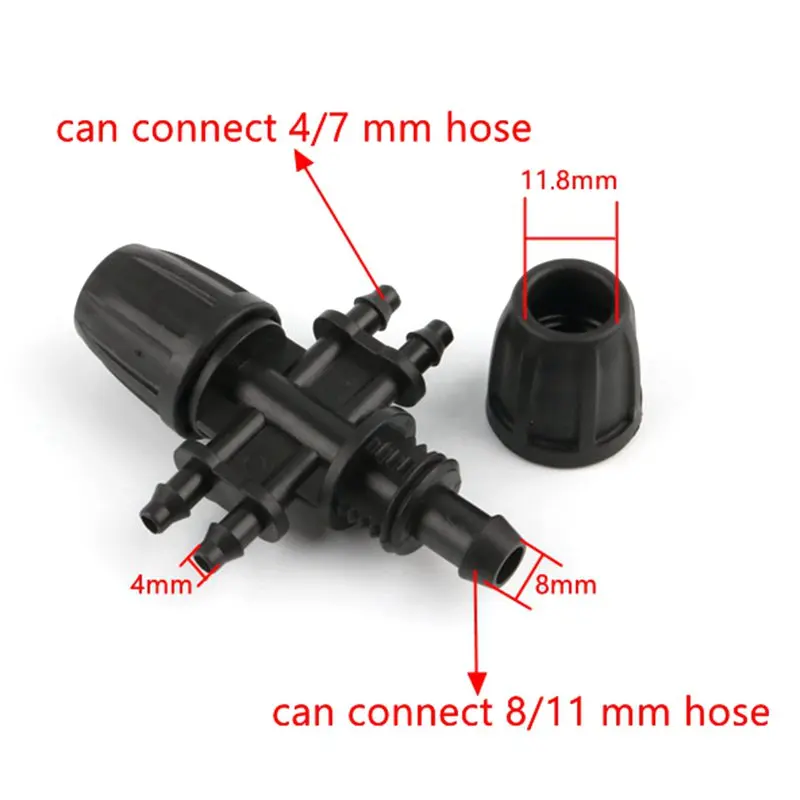 5 шт. 4/7 8/11 9/12 мм 6 мм разъемом, садовый шланг трубы для капельного орошения соединитель Садоводство для полива цветов замок гаечное соединение фитингов - Цвет: Черный