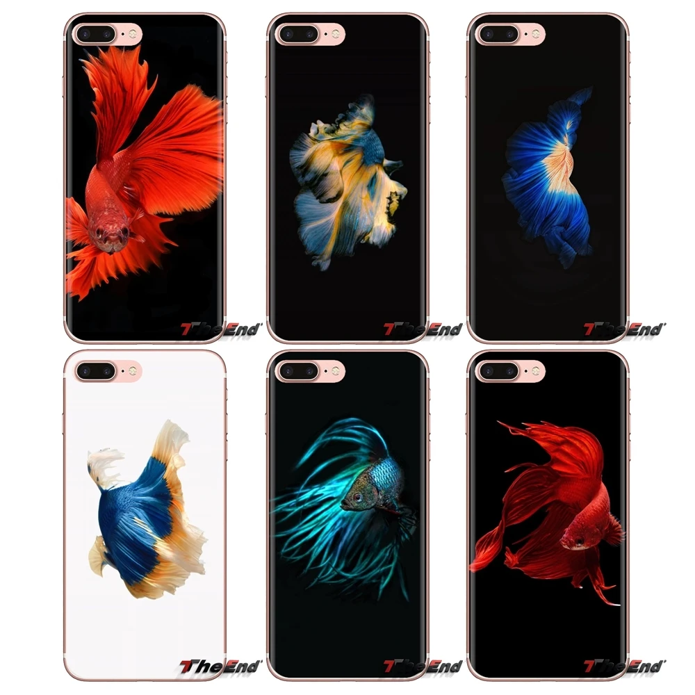 For iPod Touch Apple iPhone 4 4S 5 5S SE 5C 6 6S 7 8 X XR XS Plus MAX Phone Wallpaper with Blue Betta Fish 2 Silicone Skin Cover |