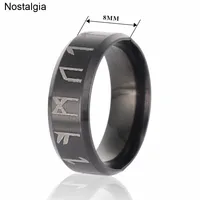 Norse Runes Signet Finger Jewelry Ladies Mens Viking Titanium Ring Black Blue Color 2