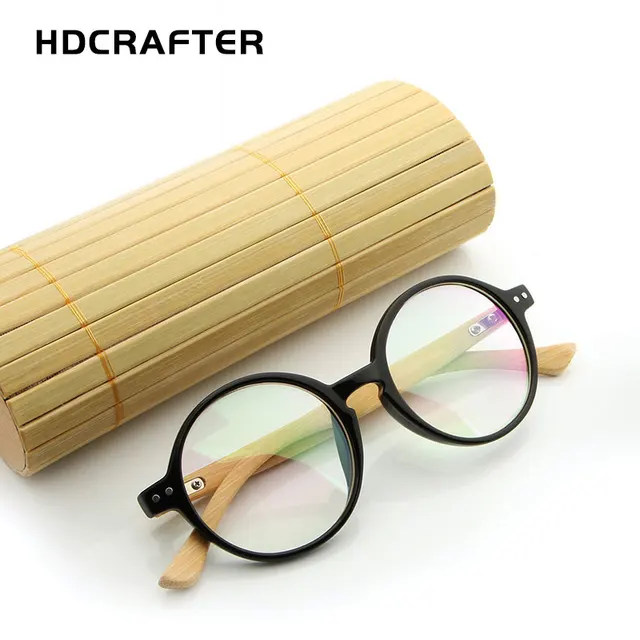 hdcrafter round wood bamboo eyeglasses men retro optical glasses