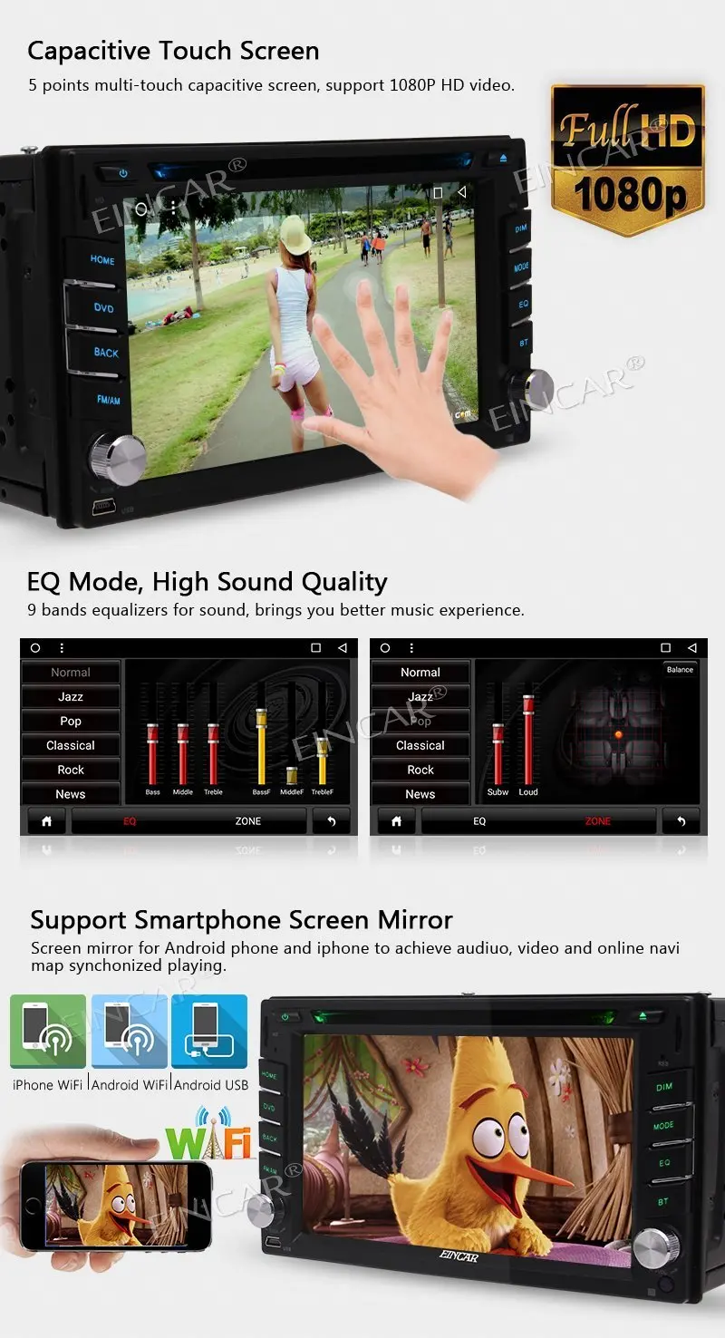 1080 P видео 6.2 ''Android 7.1 dvd плеер автомобиля двойной DIN в тире Bluetooth Стерео