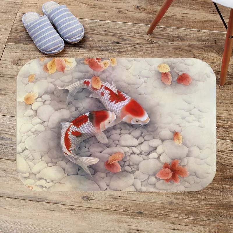 Fancy carp&Koi Bath Mats Anti Slip Toilet Rug Kitchen Bedroom Carpet