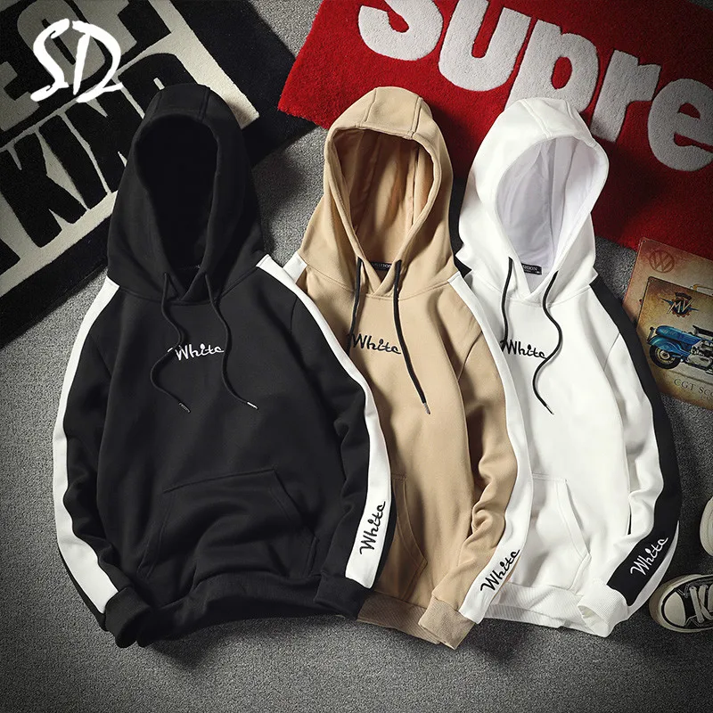 

Men's Sportswear 2019 Hoodies Men Casual Hip Hop Men White Printed Thick Warm Fleece Hooded Sweatshirt Men High Streetwear M-4XL