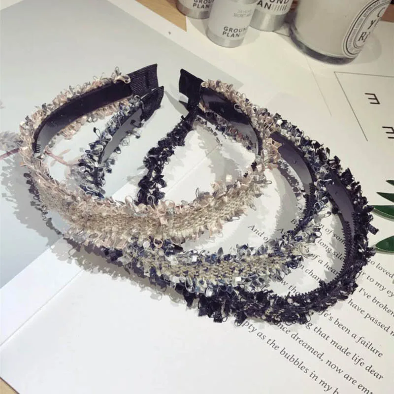 

Lace Pearls haar accessoires Hairband For Women Headband Female Tassel Turban Girls Wide Woven Hair Hoop Hair Accessories