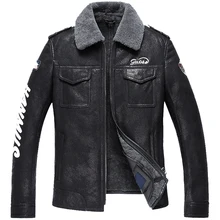 Мужская куртка из овечьей шерсти, двустороннее меховое пальто, модная вышивка, авиационный костюм, Короткая Повседневная куртка GSJ118