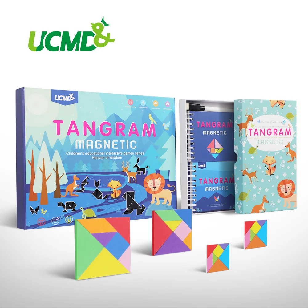 Магнитный Интеллектуальный Развивающий пазл Игрушки Tangram 7 шт. 3D из ЭВА