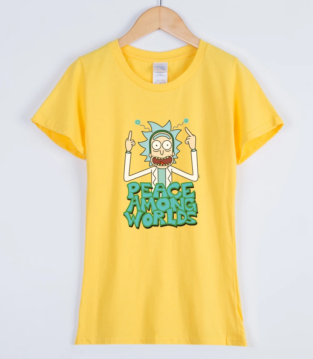 

The Rick And Morty Fashion Streetwear T-shirts For Sexy Lady 2019 Summer Spring T Shirt Print PEACE AMONG WORLDS Kpop Tshirt Hot