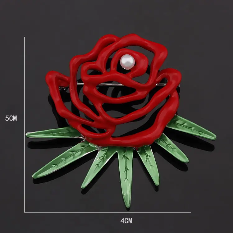 Baiduqiandu бренд красная роза эмалированная Мода Коралловая Брошь шпильки для женщин с имитацией жемчуга - Окраска металла: 1190