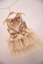 Sleeveless bows Baby girls summer sequined tutu ball gowns wedding dress children's summer sequin party dress wear[dejorchicoco]
