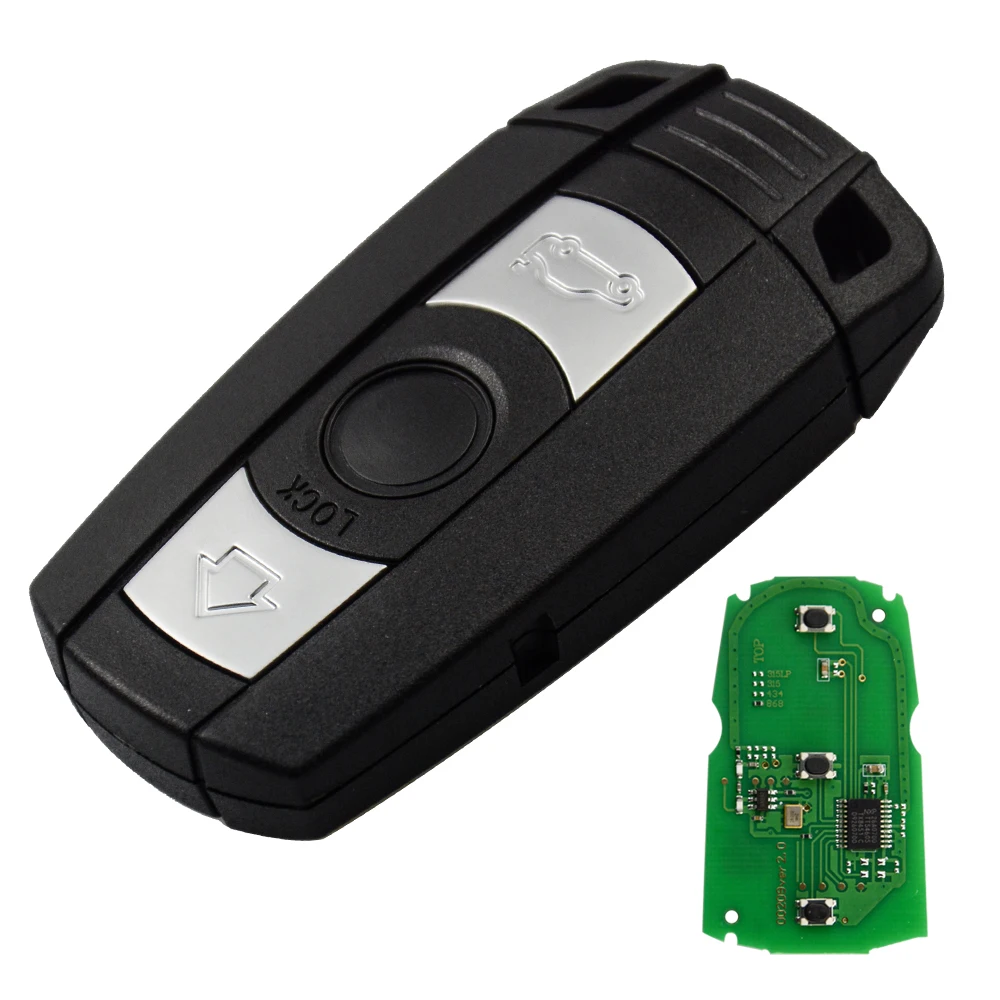 OkeyTech for Bmw 1/3/5/7 Series 315/433Mhz ID46 Chip CAS3 System 3 Button Remote Control Car Key& Emergency Key with Key Ring