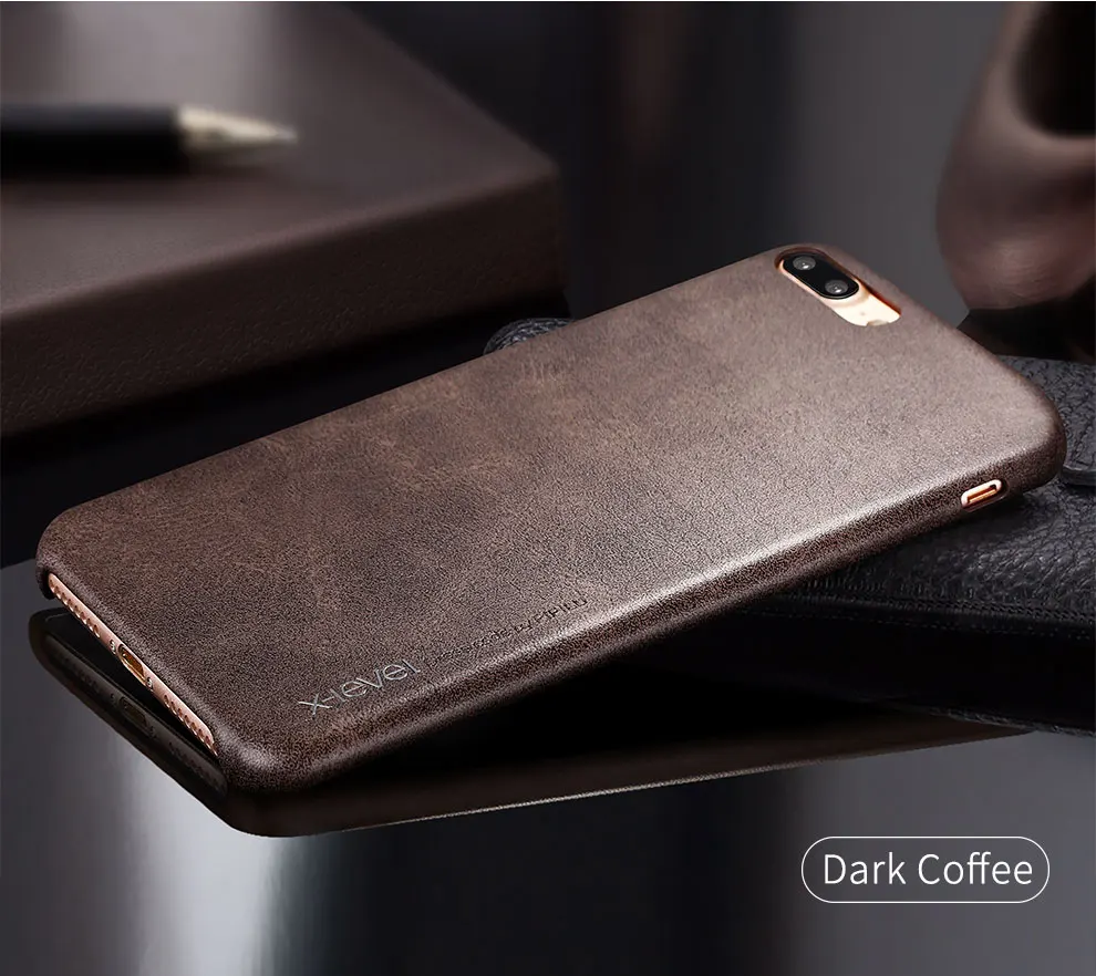 Чехол на айфон 7 X-Level PU ретро чехол для iPhone 7 8 Роскошный ультра легкий мягкий сенсорный 360 полная защита бизнес для iPhone 7 8 Plus чехол