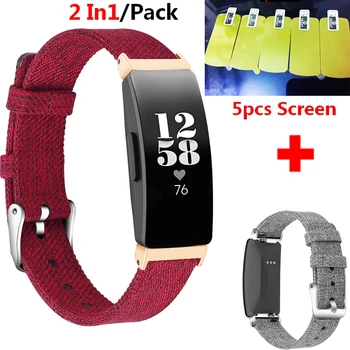 

2 In1 For Fitbit Inspire HR Band Replace nylon Strap Inspire Bracelet + Screen Protective film for Fitbit Inspire Watch Bands