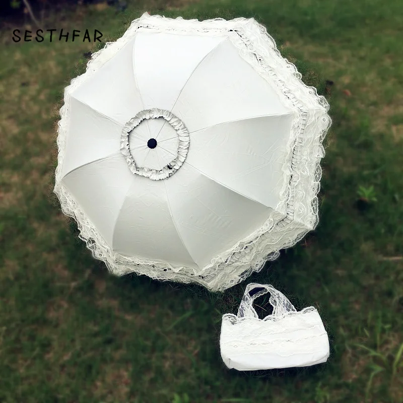 

wedding Lace Ultraviolet-proof Folding Umbrella Outdoor Sunny Day Umbrella Princess Wedding Shooting Props