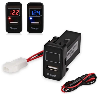 

Car 5V 2.1A USB Port Dashboard Voltmeter Phone Charger For TOYOTA VIGO
