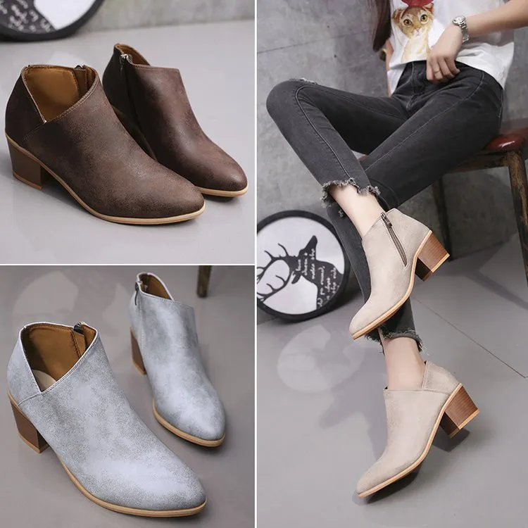 2018 High Heel Thick With Small V Bare Boots Pointed Single Boots Rub Color Large Size Martin Boots Female Women ShoeM8D131 (6)